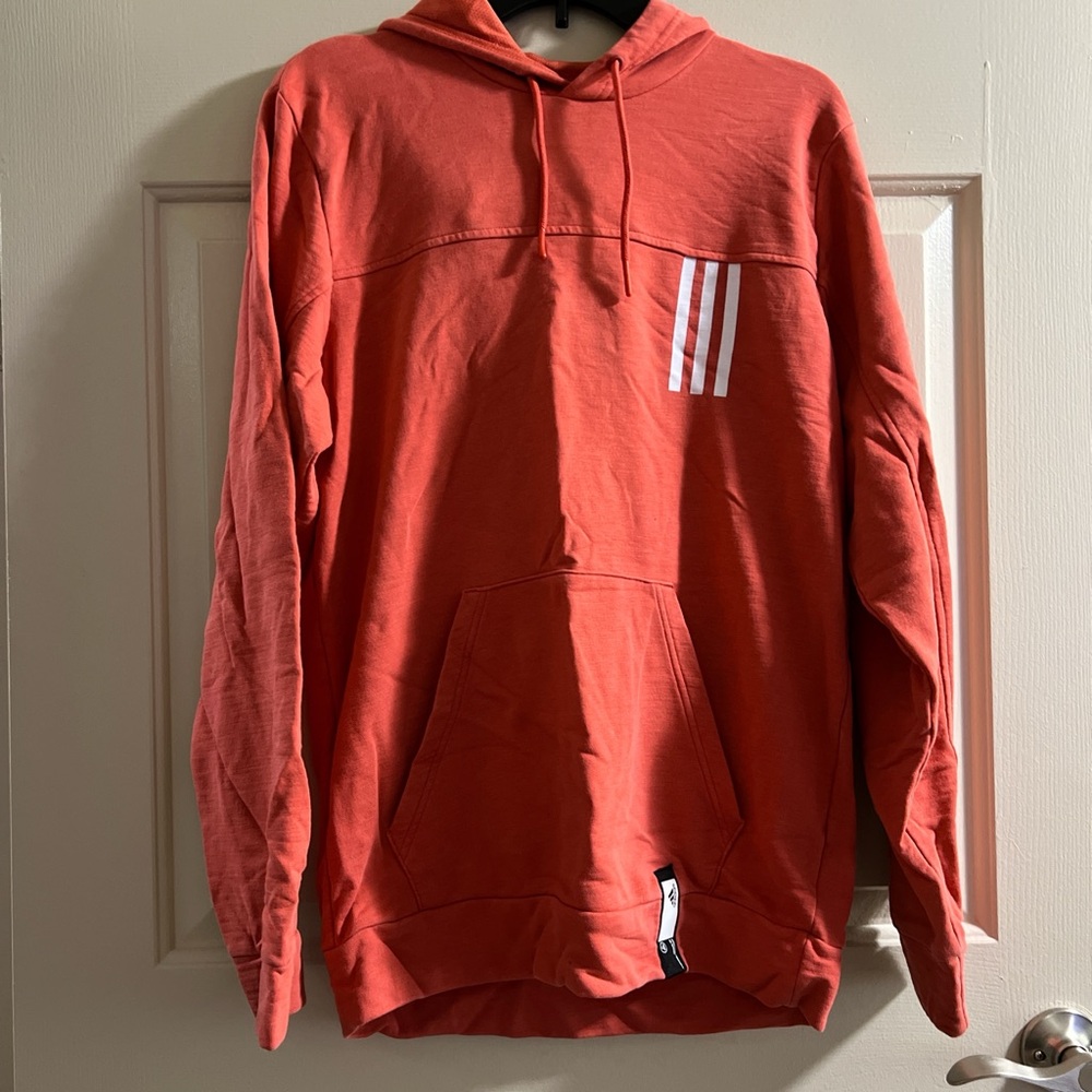 Adidas Red Hoodie with White Stripes